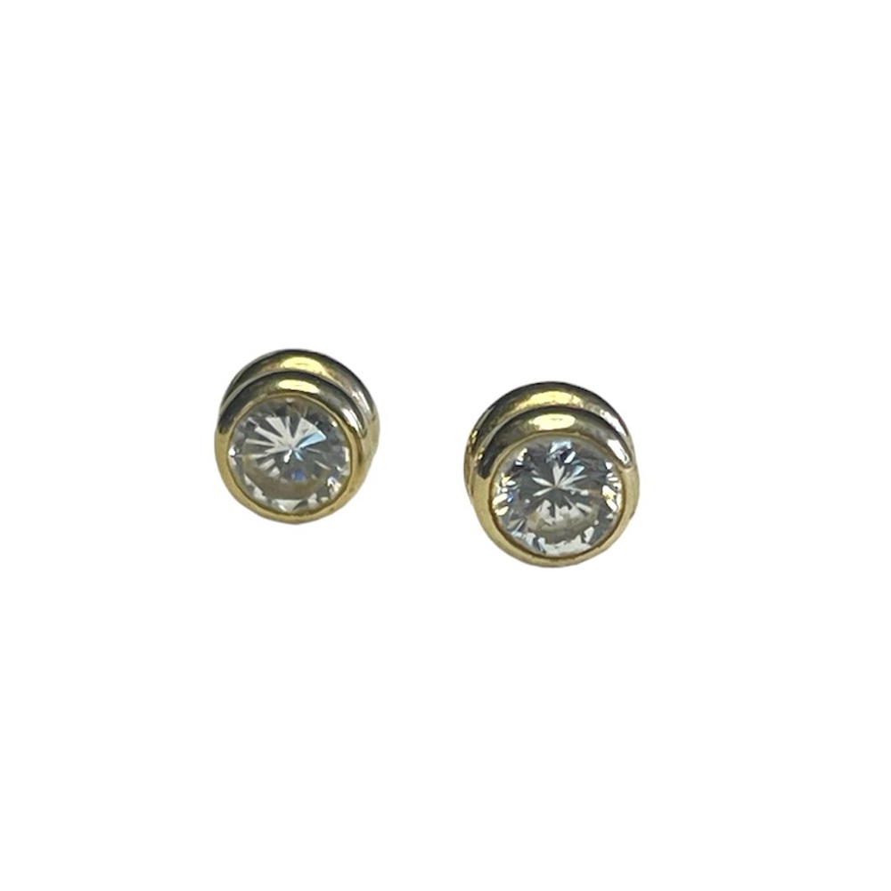 10k CZ solitaire 5mm earrings.